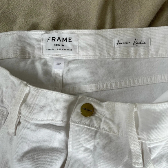 Frame Denim Forever Karlie White Flare High Rise Jeans - Picture 5 of 8